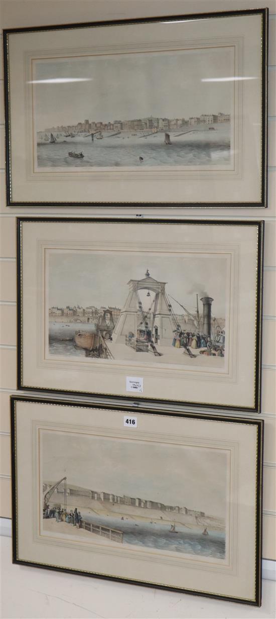 A set of three Day & Son coloured lithographs, Panorama of the Seafront at Brighton, 1839, 24 x 44cm